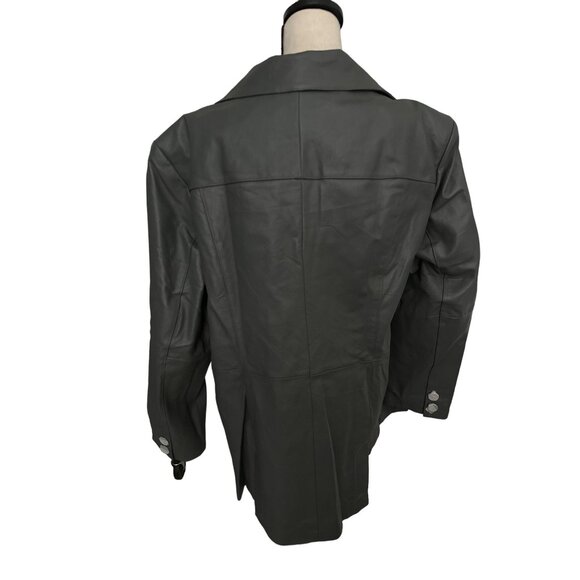 NWT NEWPORT NEWS Leather Jacket Dark Gray Blazer 2 Button Close Lined Size 18W - Picture 3 of 7